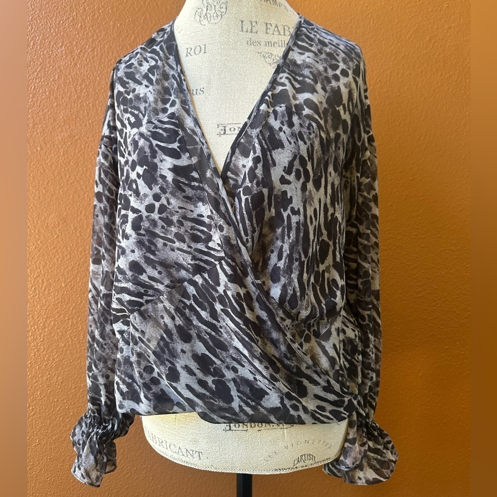 All Saints “Penny Ambient” Animal Print Chiffon Blouse Medium New Without Tags! - Picture 9 of 15